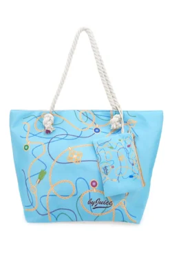 Borsa mare azzurra con stampa fantasia e pochette Juice ELBA 169