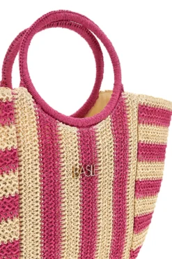 Borsa mare beige e fucsia intrecciata Basile BA27408