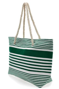 Borsa Mare Bianca e Verde A Righe Fun Beach XI Y005