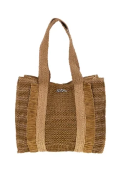 Borsa marrone intrecciata con frange Lejjou JJ90531