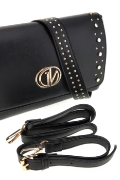 Borsa nera borchie e tracolla Guido vietri K30,376,B016