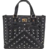 Borsa nera con borchie e tracolla removibile Lancetti CLASH