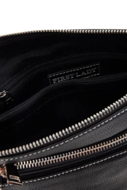 Borsa nera con manico corto e tracolla inclusi First Lady SL 18852