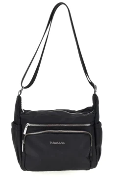 Borsa nera con zip multiple e tracolla regolabile Me & me spa 8059