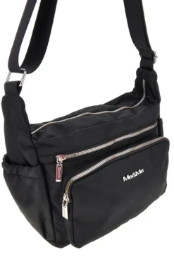 Borsa nera con zip multiple e tracolla regolabile Me & me spa 8059