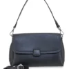 Borsa nera in vera pelle con manico corto e tracolla First Lady SL 68870