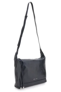 Borsa nera in vera pelle con tracolla e borsellino incluso First Lady SL 8801
