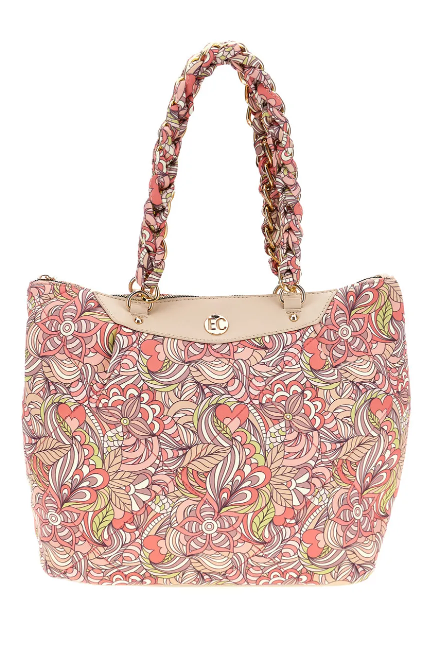 Borsa rosa con stampa floreale Enrico coveri EC26S-252-1