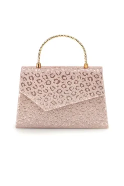 Borsa rosa con texture animalier e manico a catena Nbg SERA/3488