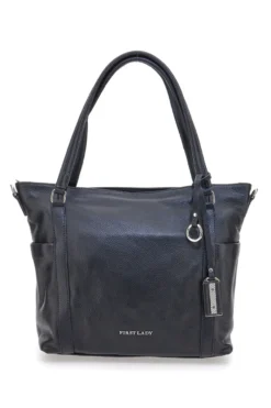 Borsa shopper nera con manici e tracolla inclusa First Lady SL 8251