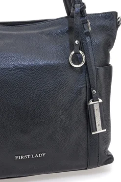 Borsa shopper nera con manici e tracolla inclusa First Lady SL 8251