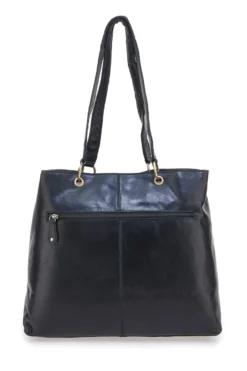 Borsa shopper nera in vera pelle con doppi manici Basile CLASS BA3669TI