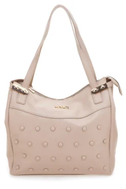Borsa shopping cipria con borchie tonde Lancetti LL25W-101-3