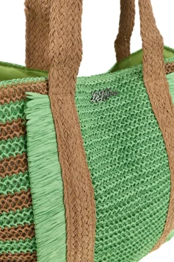 Borsa verde intrecciata con frange Lejjou JJ90531