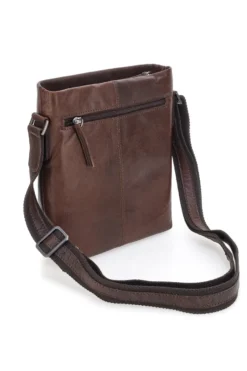 Borsello a tracolla marrone in pelle con tracolla regolabile Black Shoot BS2883/T