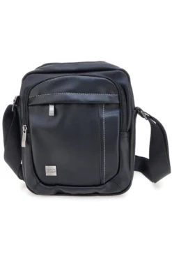 Borsello a tracolla nera con cuciture a contrasto Black Ghost BASILE BS522-4