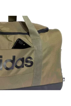 Borsone verde con logo laterale Adidas Linear Duffel