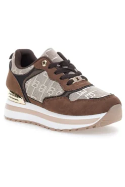 Braune Sneaker mit Laura Biagiotti 9241 Monogramm-Logo