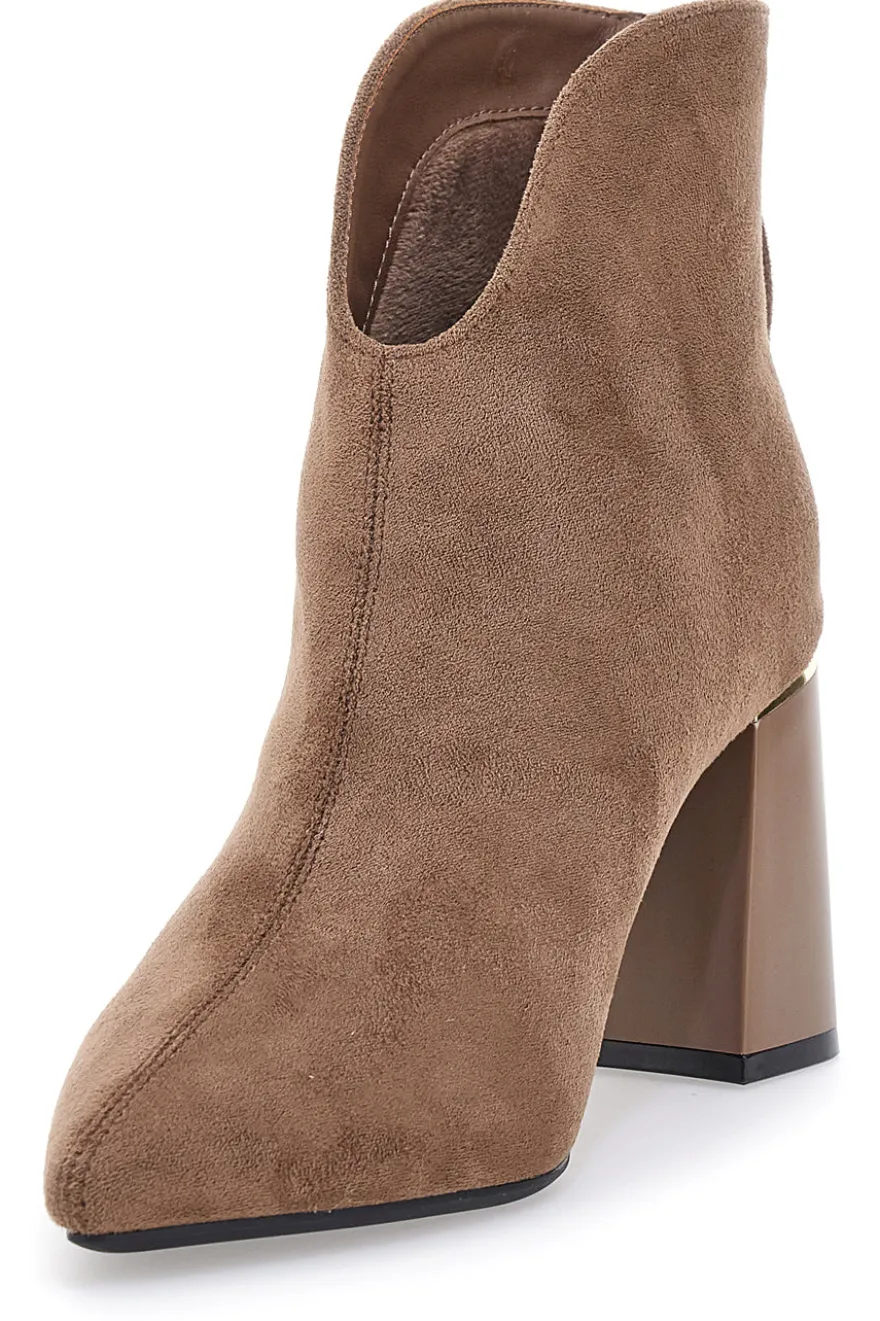 Burani 51690C160 braune Stiefeletten mit Blockabsatz und Reißverschluss hinten