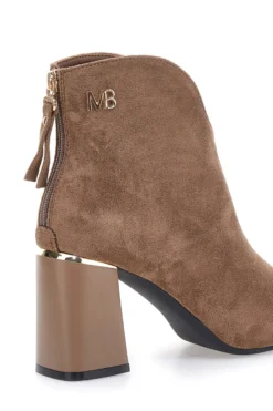 Burani 51690C160 braune Stiefeletten mit Blockabsatz und Reißverschluss hinten