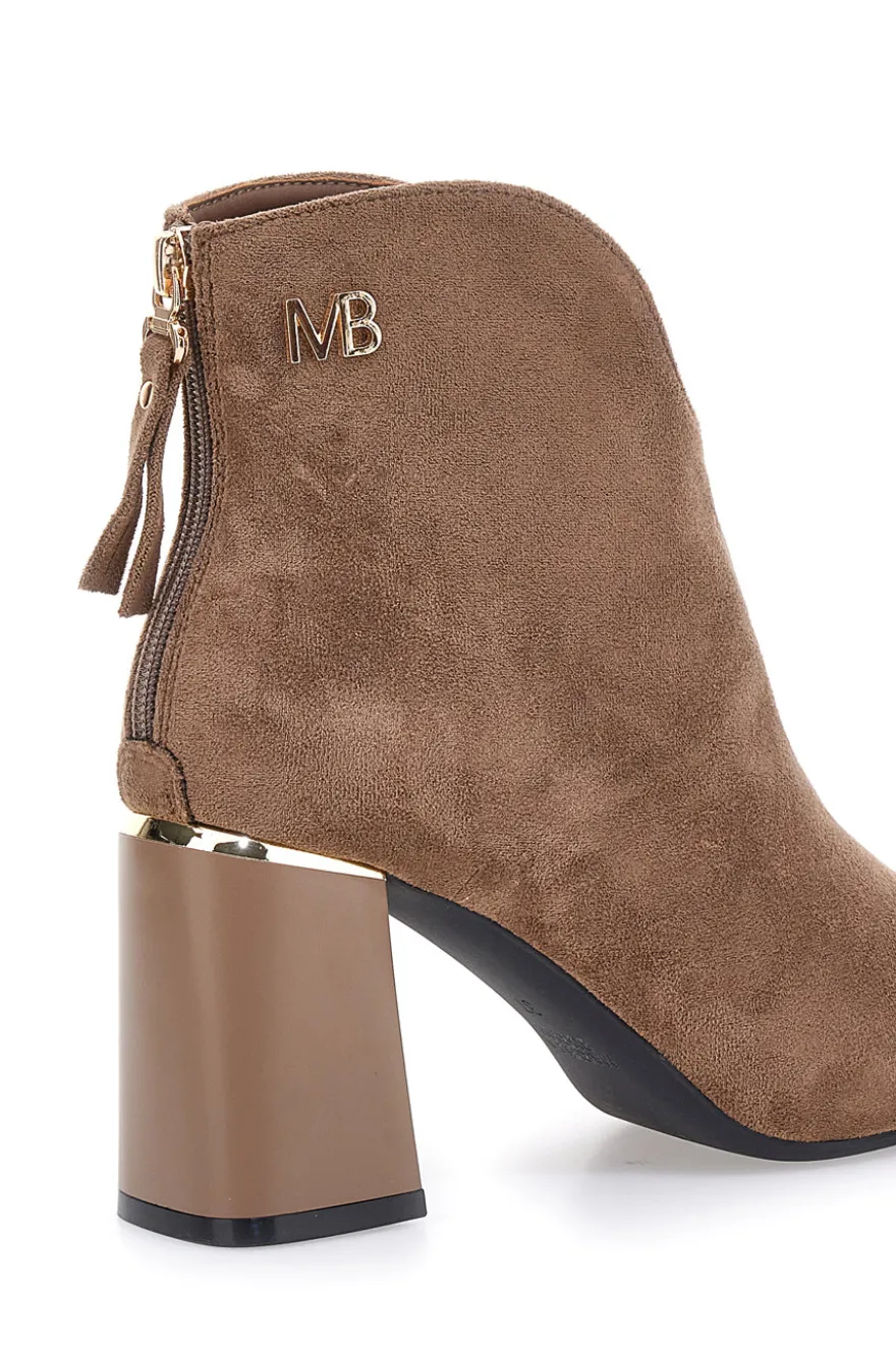 Burani 51690C160 braune Stiefeletten mit Blockabsatz und Reißverschluss hinten
