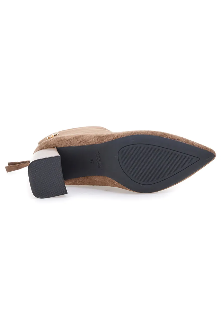 Burani 51690C160 braune Stiefeletten mit Blockabsatz und Reißverschluss hinten