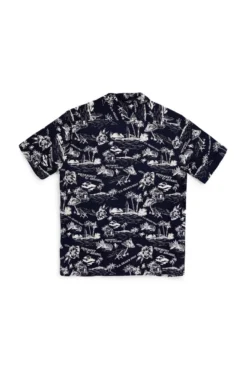 Camicia Blu navy fantasia in viscosa U.s.grand polo US61450M