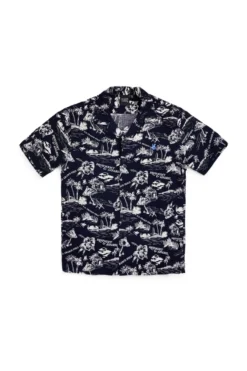 Camicia Blu navy fantasia in viscosa U.s.grand polo US61450M
