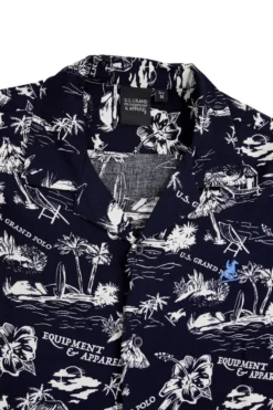 Camicia Blu navy fantasia in viscosa U.s.grand polo US61450M