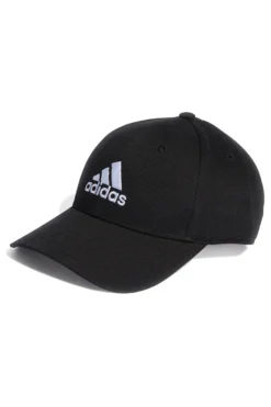 Cappellino con Frontino Nero e Logo Adidas Bianco ADIDAS BBALL CAP COT