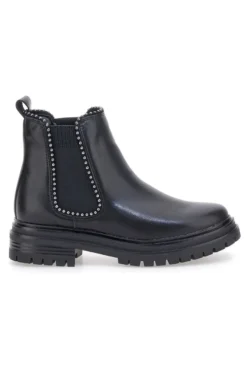 Chelsea boots neri con elastico laterale e borchie Cafe' Cost 200135