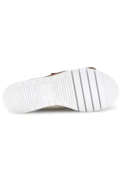 Ciabatta marrone con doppia fascia e fibbie Prima riga V113