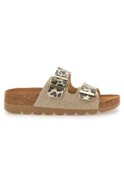 Ciabatte animalier oro con doppia fibbia PITTARELLO BIO 335P20630SR