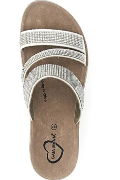 Ciabatte argento con zeppa glitterata Gaia Mania G006