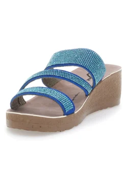 Ciabatte azzurre con zeppa glitterata Gaia Mania G006