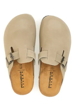 Ciabatte beige chiaro con fibbia in vera pelle Pittarello Tierra 335A013PR
