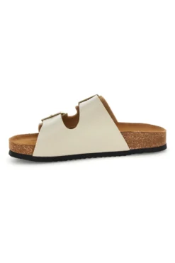 Ciabatte beige con doppia fascia regolabile Made in Italy in vera pelle Superga S31C731