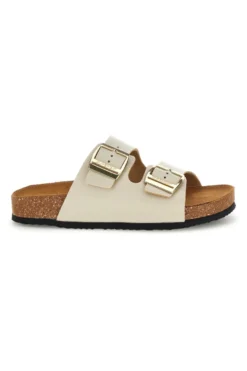 Ciabatte beige con doppia fascia regolabile Made in Italy in vera pelle Superga S31C731