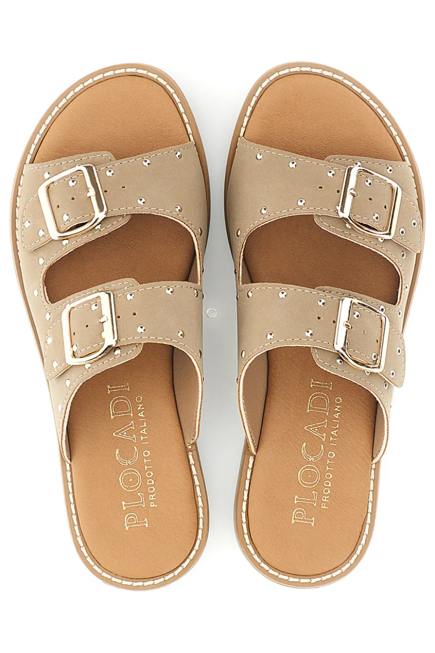 Ciabatte beige con doppia fibbia Plocadi CHMAT