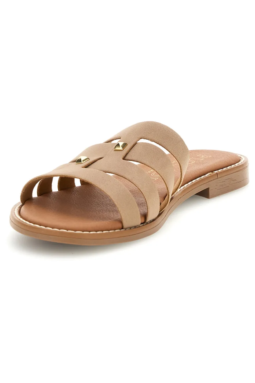 Ciabatte beige con fasce sagomate Plocadi MAT0