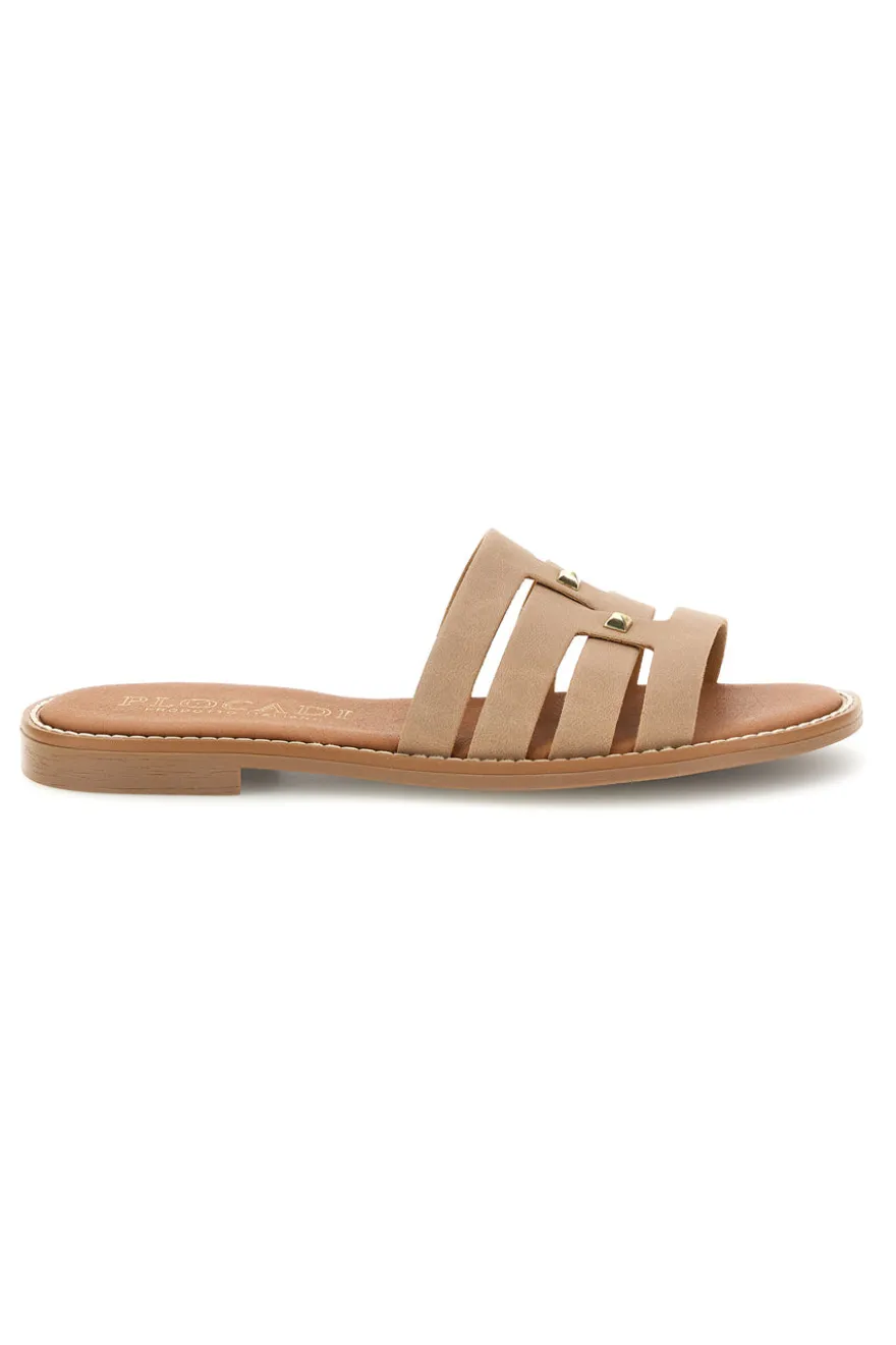 Ciabatte beige con fasce sagomate Plocadi MAT0