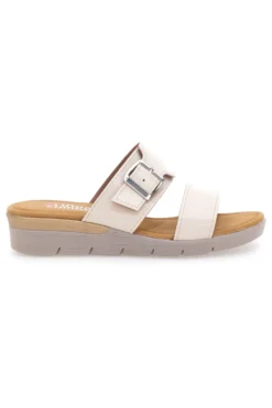 Ciabatte beige con fibbia e fondo rialzato LINEA COMODA 8164V