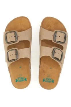 Ciabatte beige doppia fibbia Pittarello Green walk 335CF20630SR