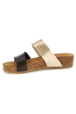 Ciabatte beige e marroni con sottopiede in vera pelle Pittarello Eco 293A485SR
