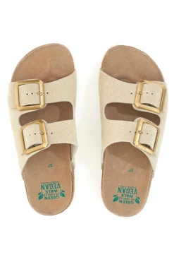 Ciabatte beige neutro doppia fibbia Pittarello Green Walk vegan 335CF20631S