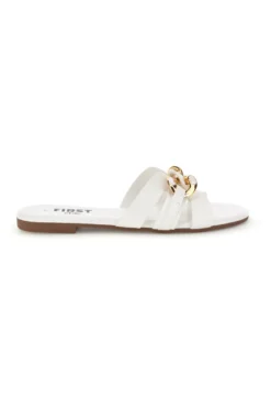Ciabatte bianche con catena decorativa The first chic PREA1320