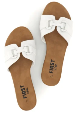 Ciabatte bianche con catena decorativa The first chic PREA441
