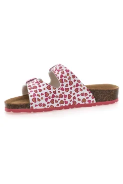Ciabatte Bianche con Cuori Rosa e Doppia Fibbia PITT KIDS 40021CUV