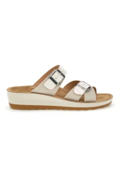 Ciabatte bianche con doppia fascia regolabile e zeppa Fly flot 90420k26hc