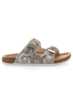 Ciabatte bianche con doppia fibbia e glitter Pitt Kids 14501